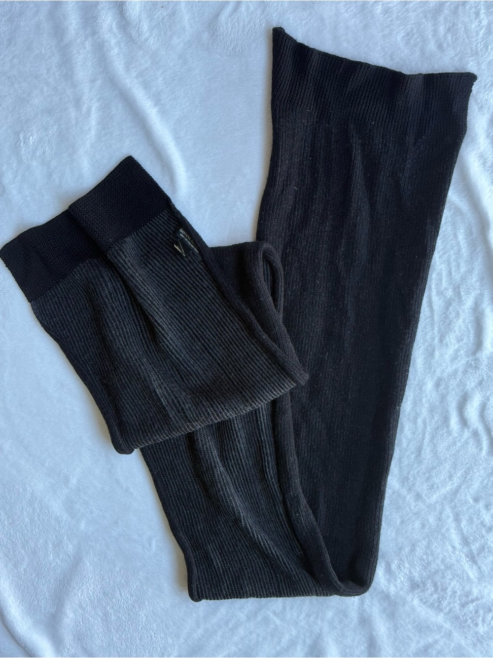 Banana Republic Wool Blend Knit Scarf Italian Yarn Charcoal Gray One Size